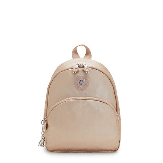 Kipling Paola Small Metallic Backpacks Gold Charm Metallic | CA 1600PJ